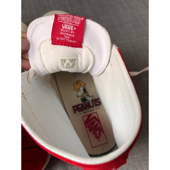 VANS x PEANUTS SK8-Hi Moc Sneakers Womens 10 Mens 8.5 Red Suede Fringe Snoopy - Picture 9 of 10